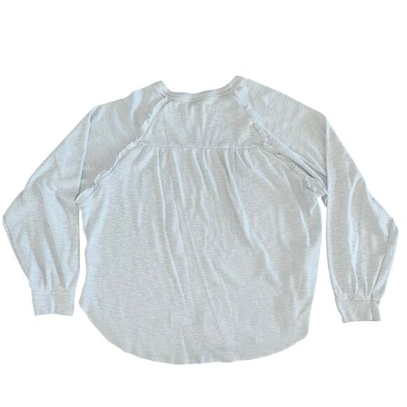 Pilcro Anthropologie Ruffled Raglan Thermal Top Cool Grey Oversized XL - Picture 6 of 14